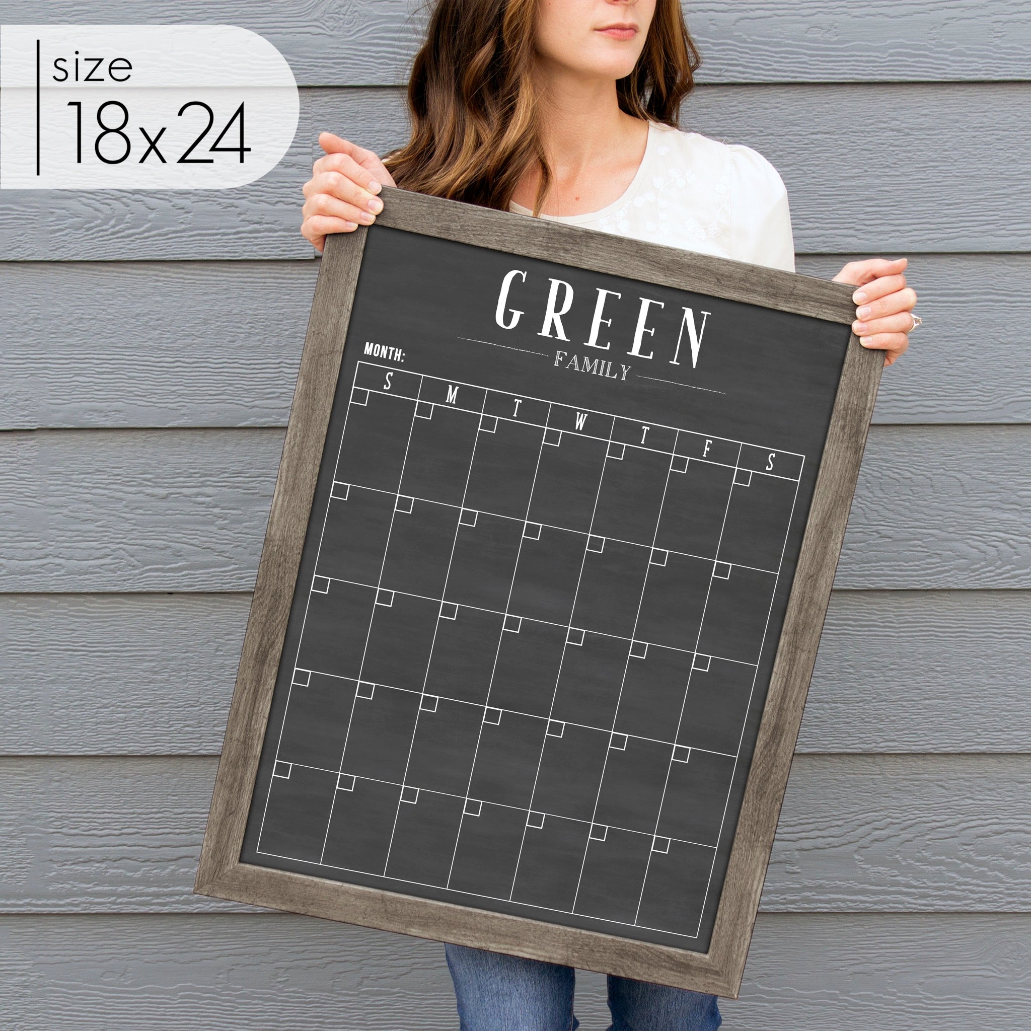 Monthly Framed Chalkboard Calendar | Vertical Swanson
