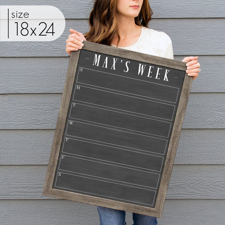 Weekly Framed Chalkboard Calendar | Vertical Swanson
