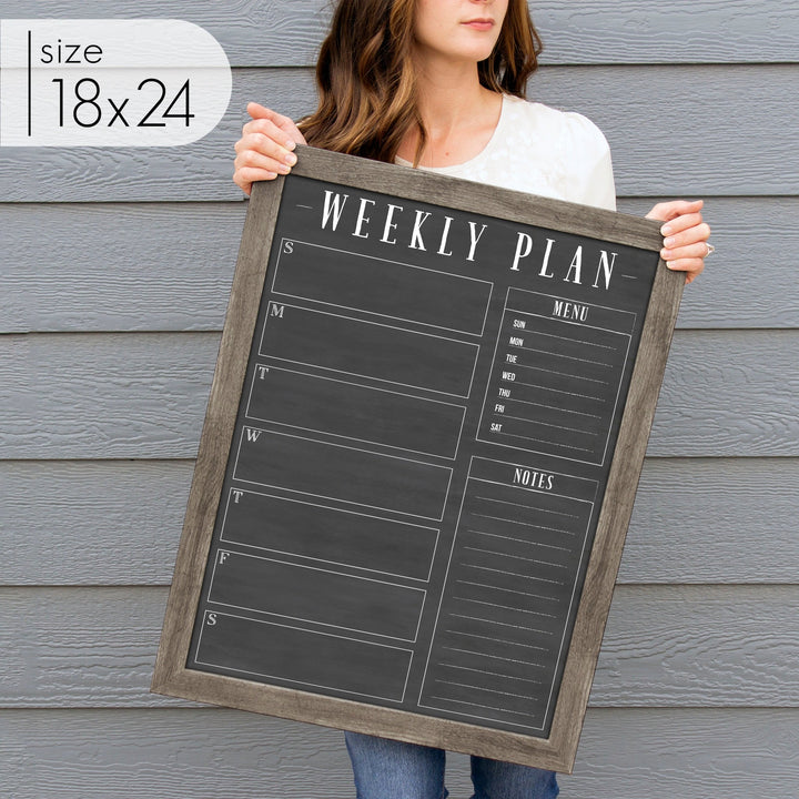Weekly Framed Chalkboard Calendar + 2 sections | Vertical Swanson