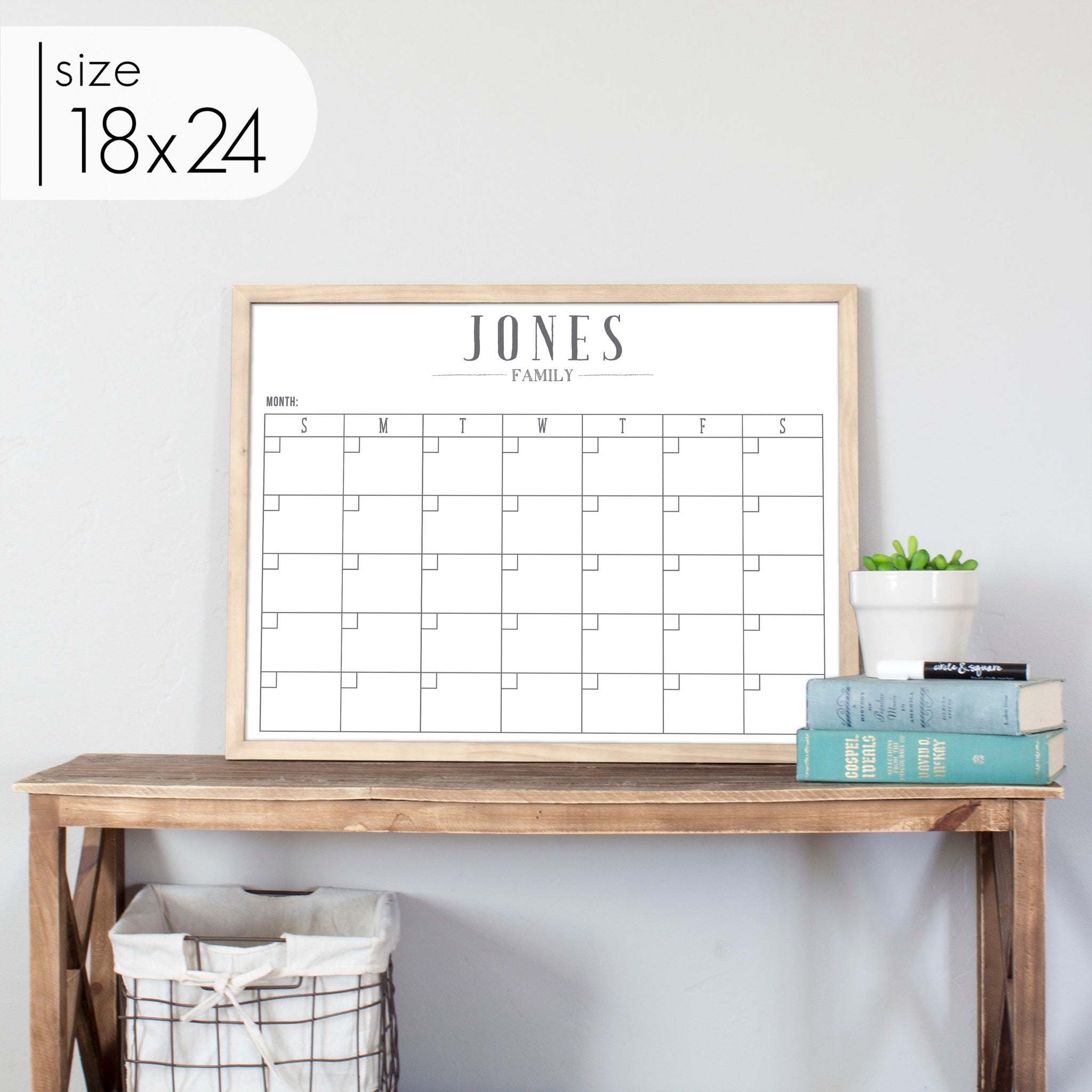 Monthly Framed Whiteboard Calendar | Horizontal Swanson