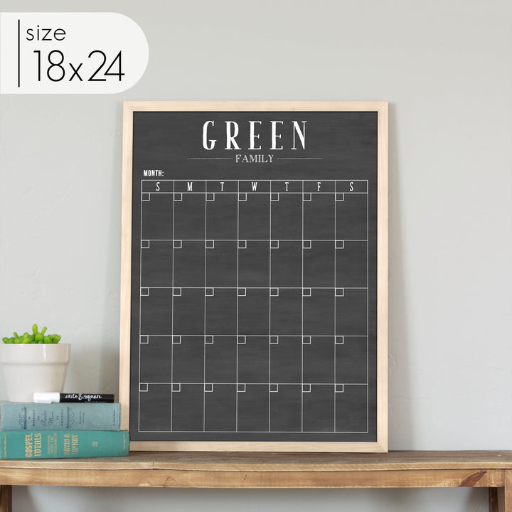 Monthly Framed Chalkboard Calendar | Vertical Swanson