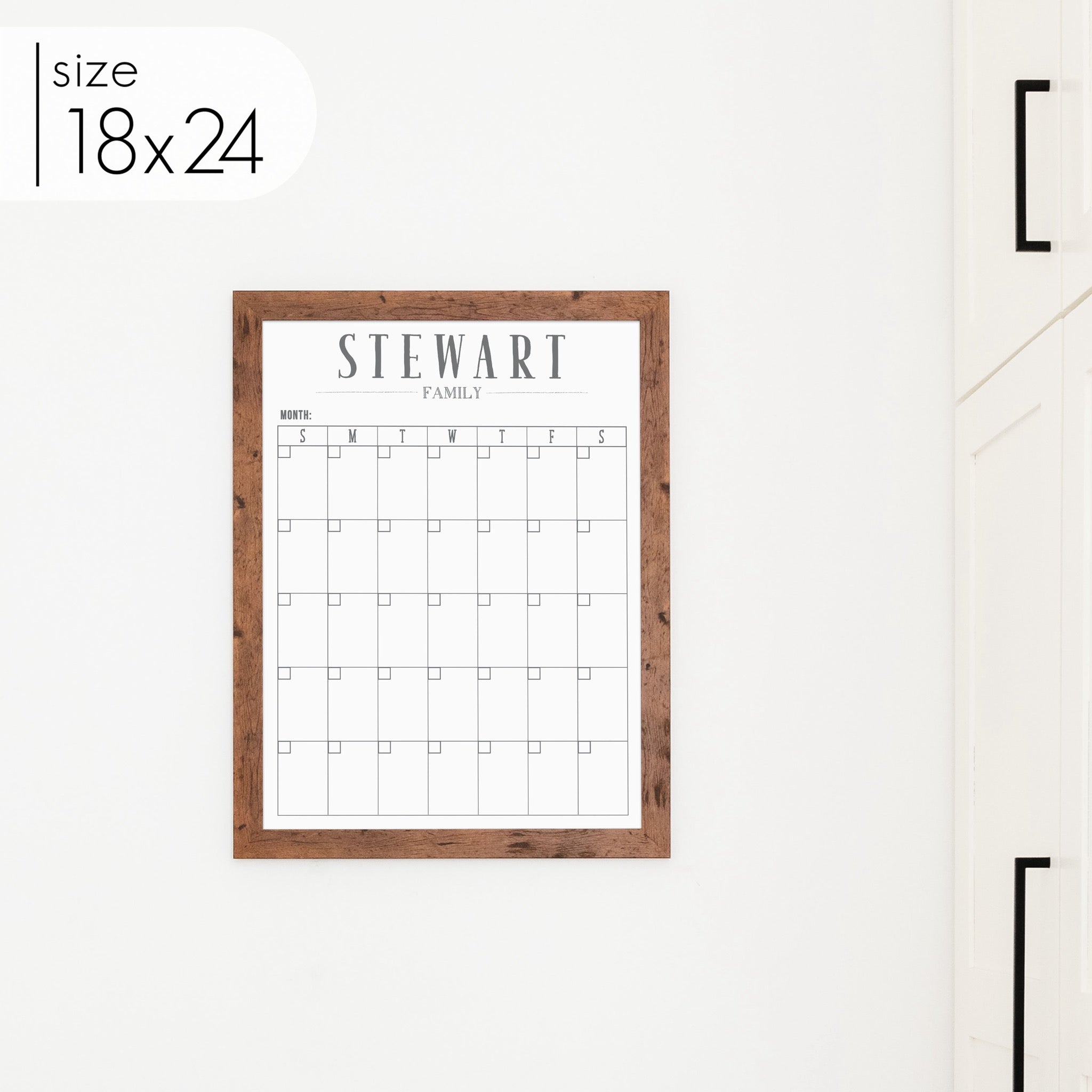 Monthly Framed Whiteboard Calendar | Vertical Swanson