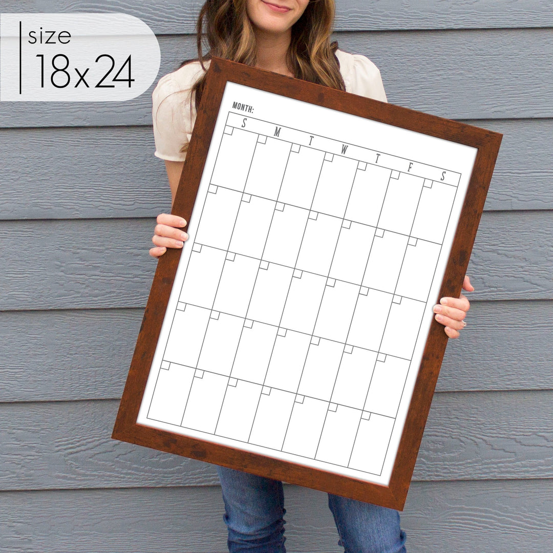 Monthly Framed Whiteboard Calendar + 3 sections | Horizontal Multi-style