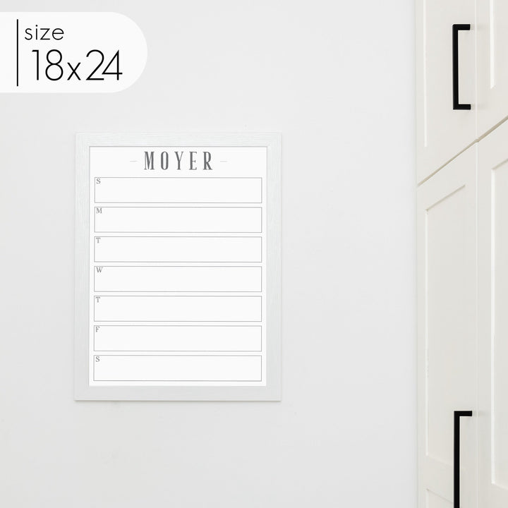 Weekly Framed Whiteboard Calendar | Vertical Swanson