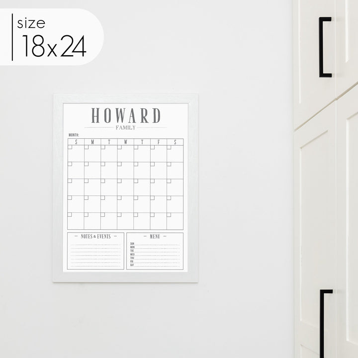 Monthly Framed Whiteboard Calendar + 2 sections | Vertical Swanson