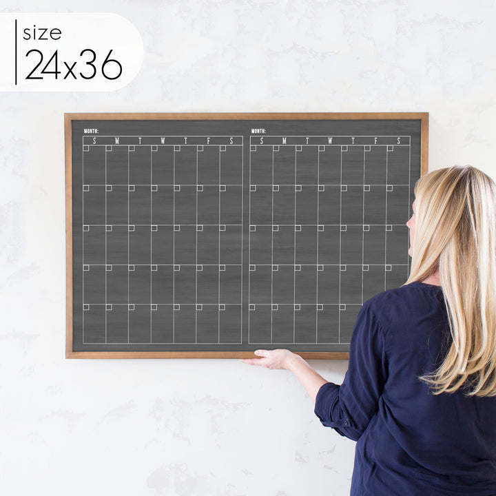 2 Month Framed Chalkboard Calendar | Horizontal Multi-style