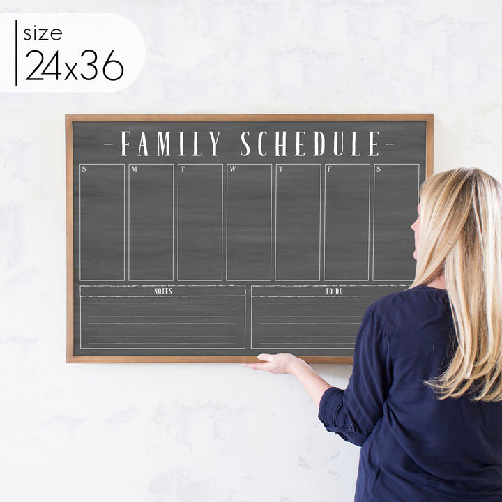 Weekly Framed Chalkboard Calendar + 2 sections | Horizontal Swanson