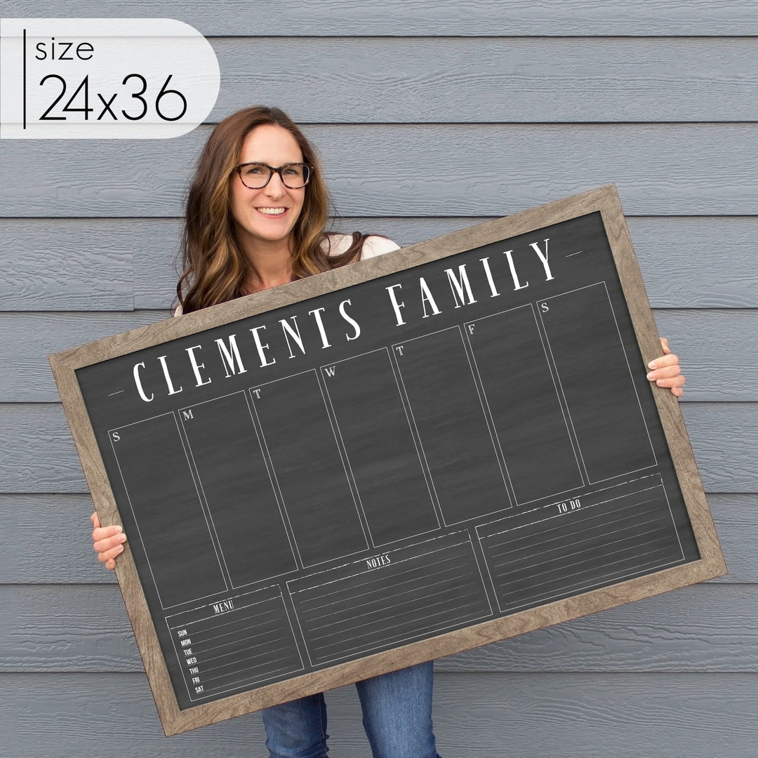 Weekly Framed Chalkboard Calendar + 3 sections | Horizontal Swanson