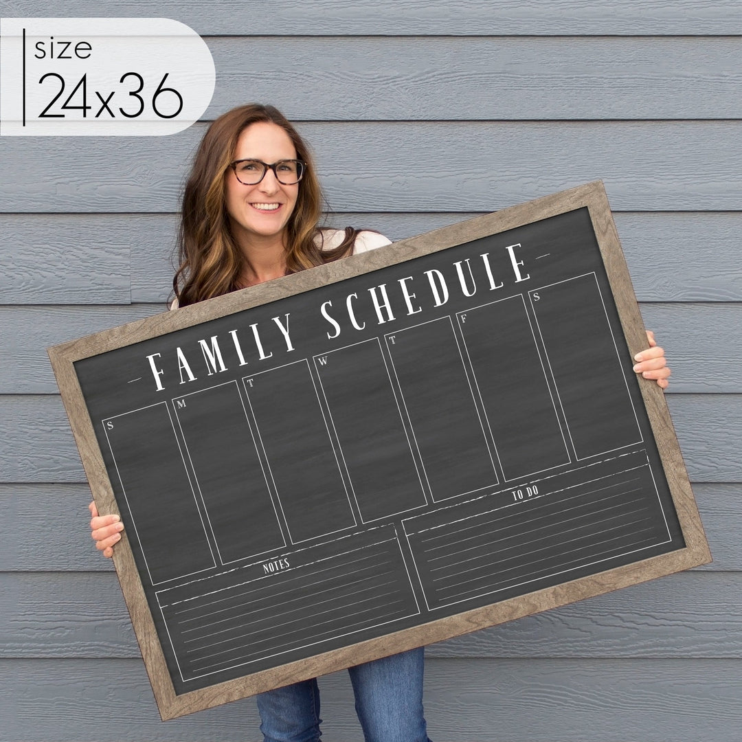 Weekly Framed Chalkboard Calendar + 2 sections | Horizontal Swanson