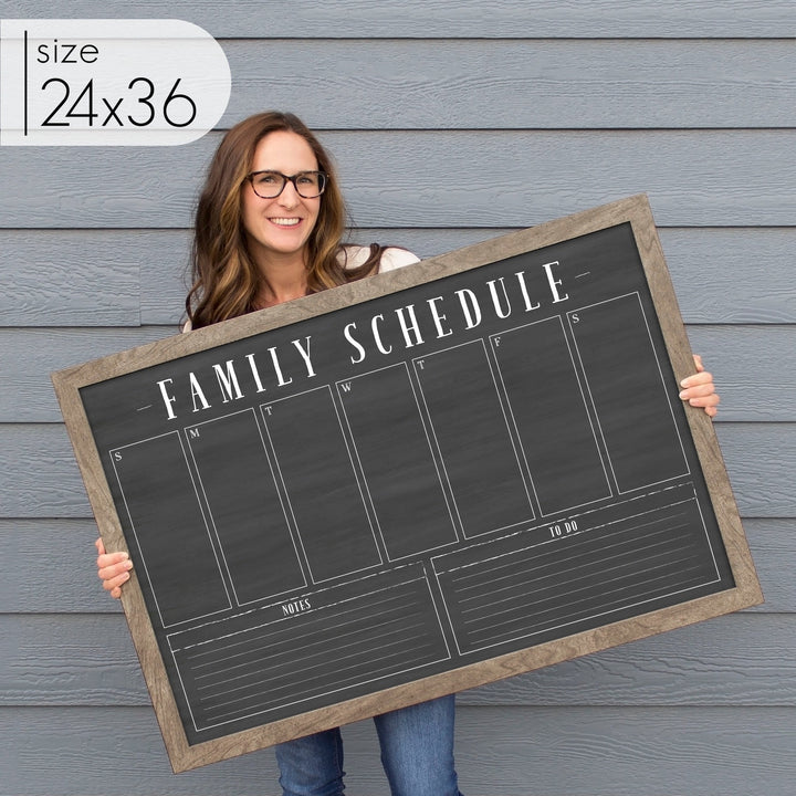 Weekly Framed Chalkboard Calendar + 2 sections | Horizontal Swanson