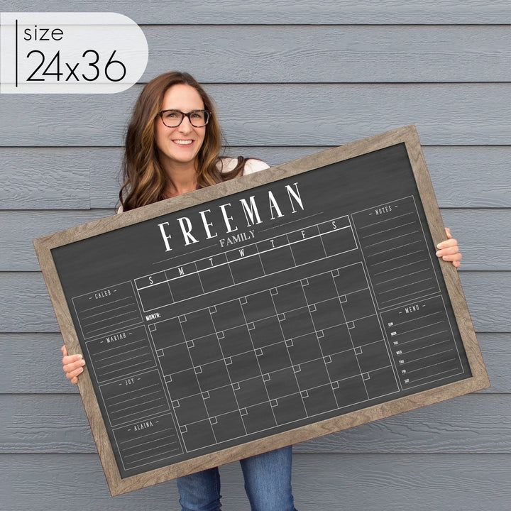 Week & Month Combo Framed Chalkboard + 6 sections | Horizontal Swanson