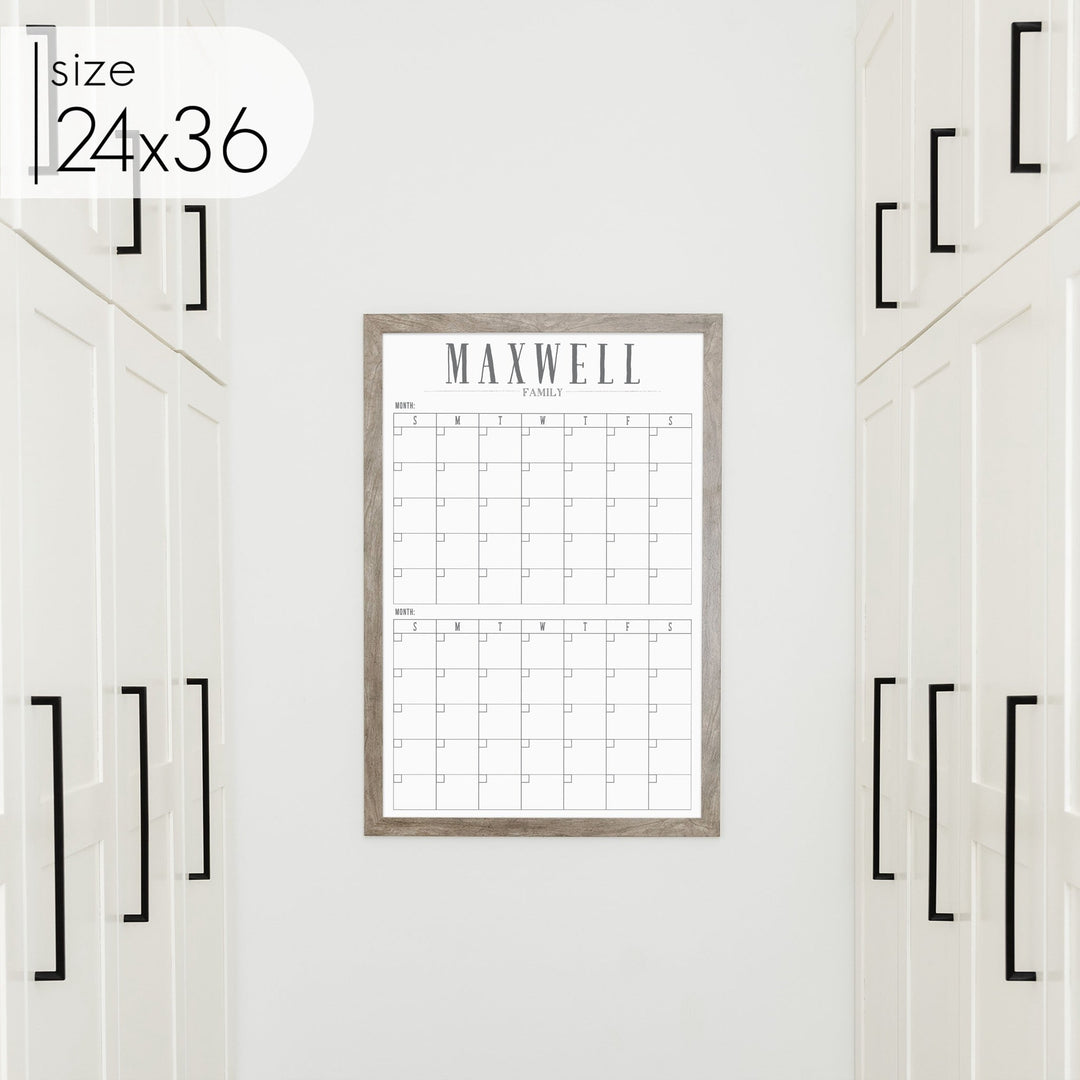 2 Month Framed Whiteboard Calendar | Vertical Swanson