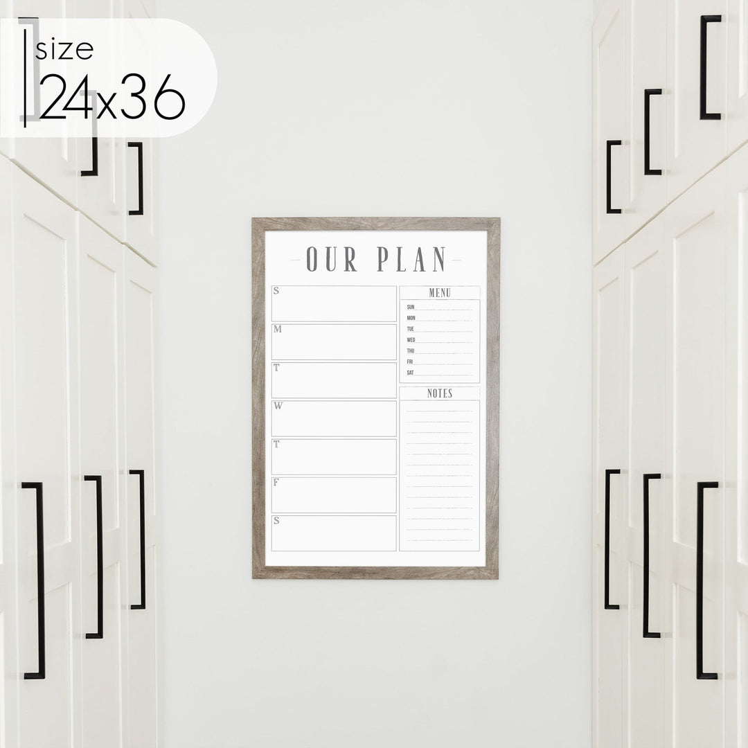 Weekly Framed Whiteboard Calendar + 2 sections | Vertical Swanson