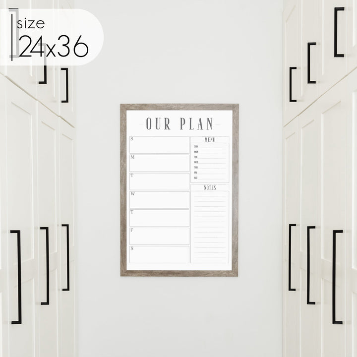 Weekly Framed Whiteboard Calendar + 2 sections | Vertical Swanson
