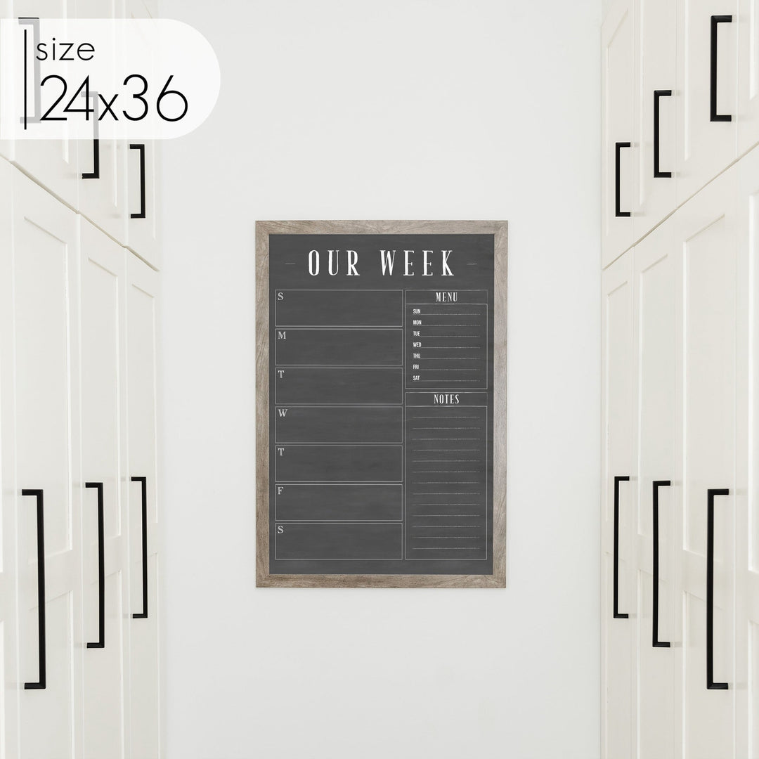 Weekly Framed Chalkboard Calendar + 2 sections | Vertical Swanson