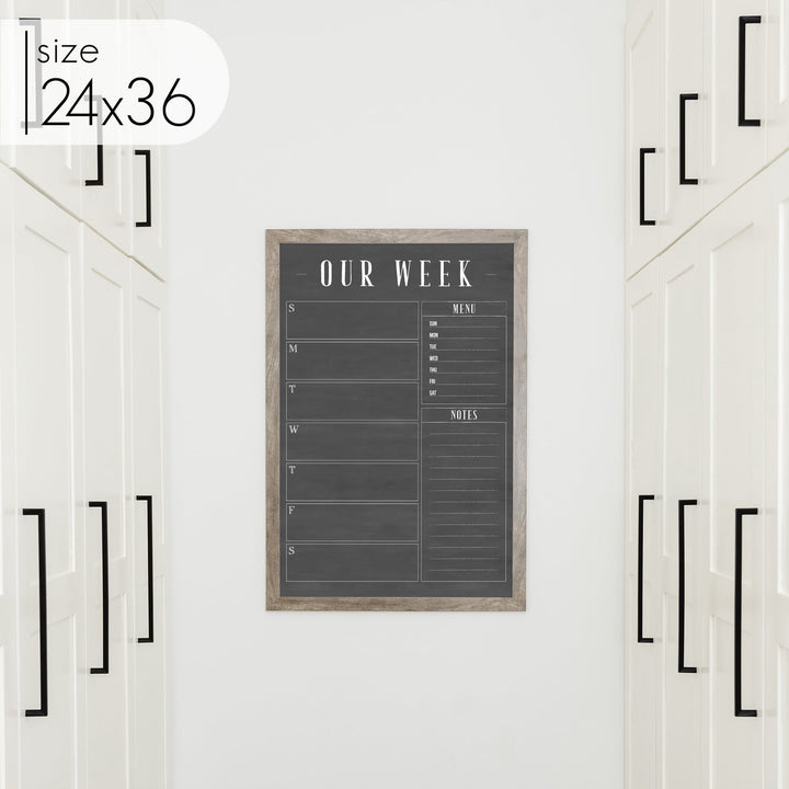 Weekly Framed Chalkboard Calendar + 2 sections | Vertical Swanson