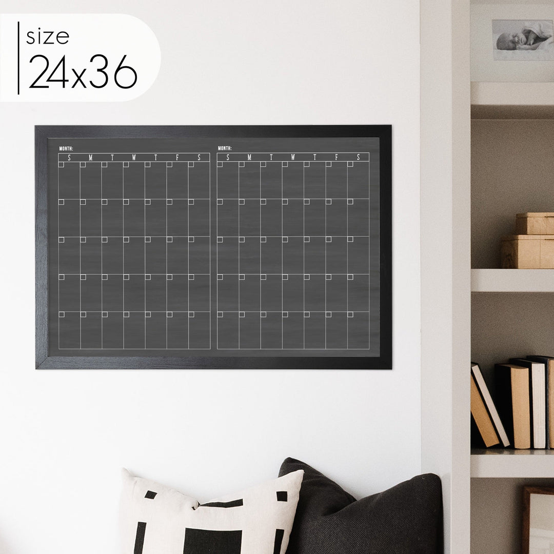 2 Month Framed Chalkboard Calendar | Horizontal Multi-style