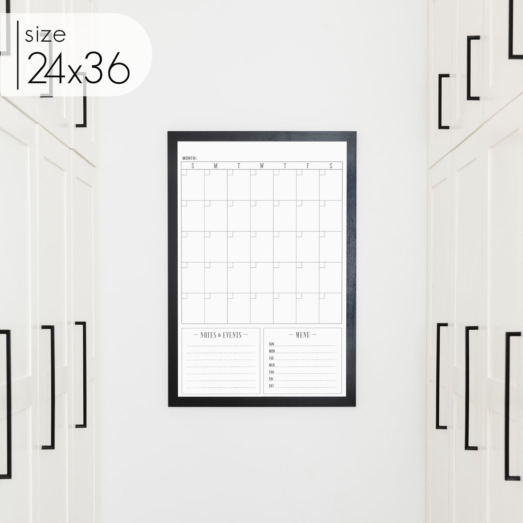 Monthly Framed Whiteboard Calendar + 2 sections | Vertical Multi-style