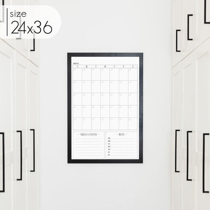 Monthly Framed Whiteboard Calendar + 2 sections | Vertical Swanson