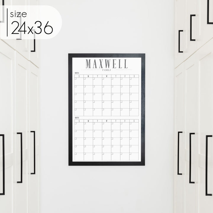 2 Month Framed Whiteboard Calendar | Vertical Swanson