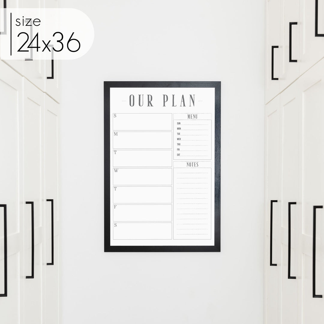 Weekly Framed Whiteboard Calendar + 2 sections | Vertical Swanson