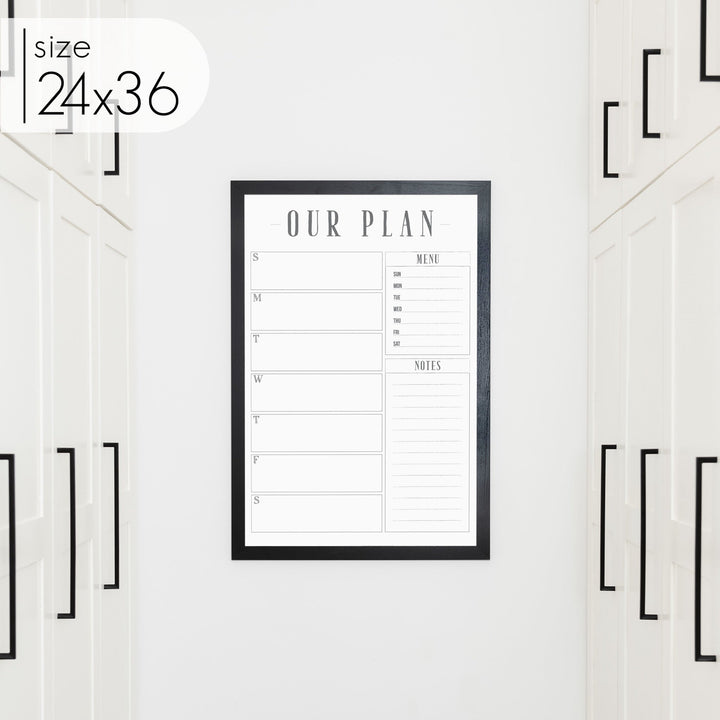 Weekly Framed Whiteboard Calendar + 2 sections | Vertical Swanson