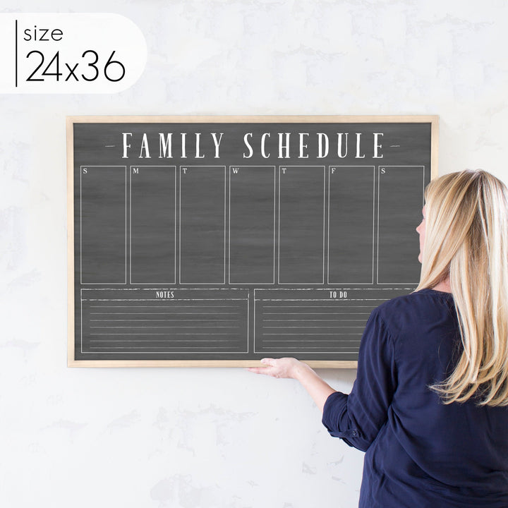 Weekly Framed Chalkboard Calendar + 2 sections | Horizontal Swanson