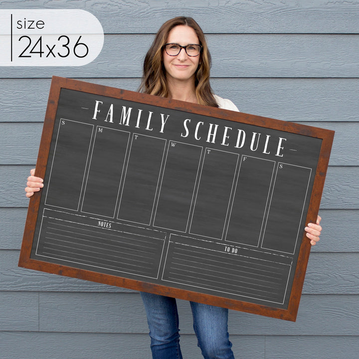 Weekly Framed Chalkboard Calendar + 2 sections | Horizontal Swanson