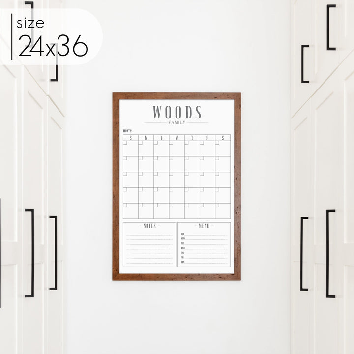 Monthly Framed Whiteboard Calendar + 2 sections | Vertical Swanson
