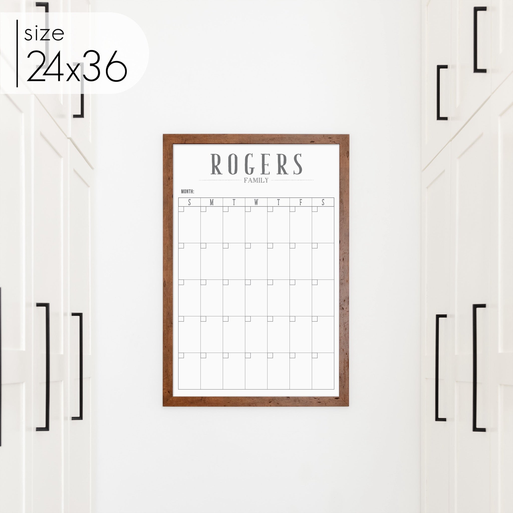 Monthly Framed Whiteboard Calendar | Vertical Swanson