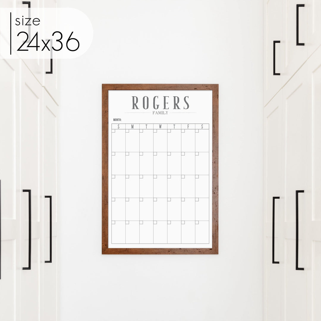 Monthly Framed Whiteboard Calendar | Vertical Swanson