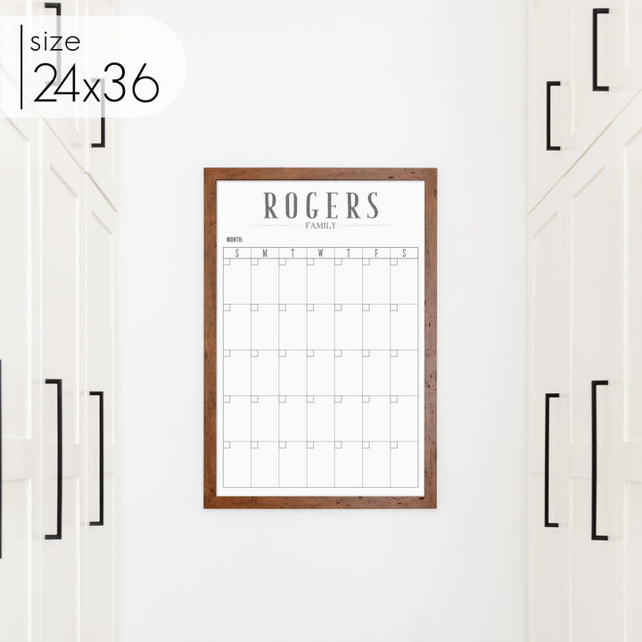 Monthly Framed Whiteboard Calendar | Vertical Swanson