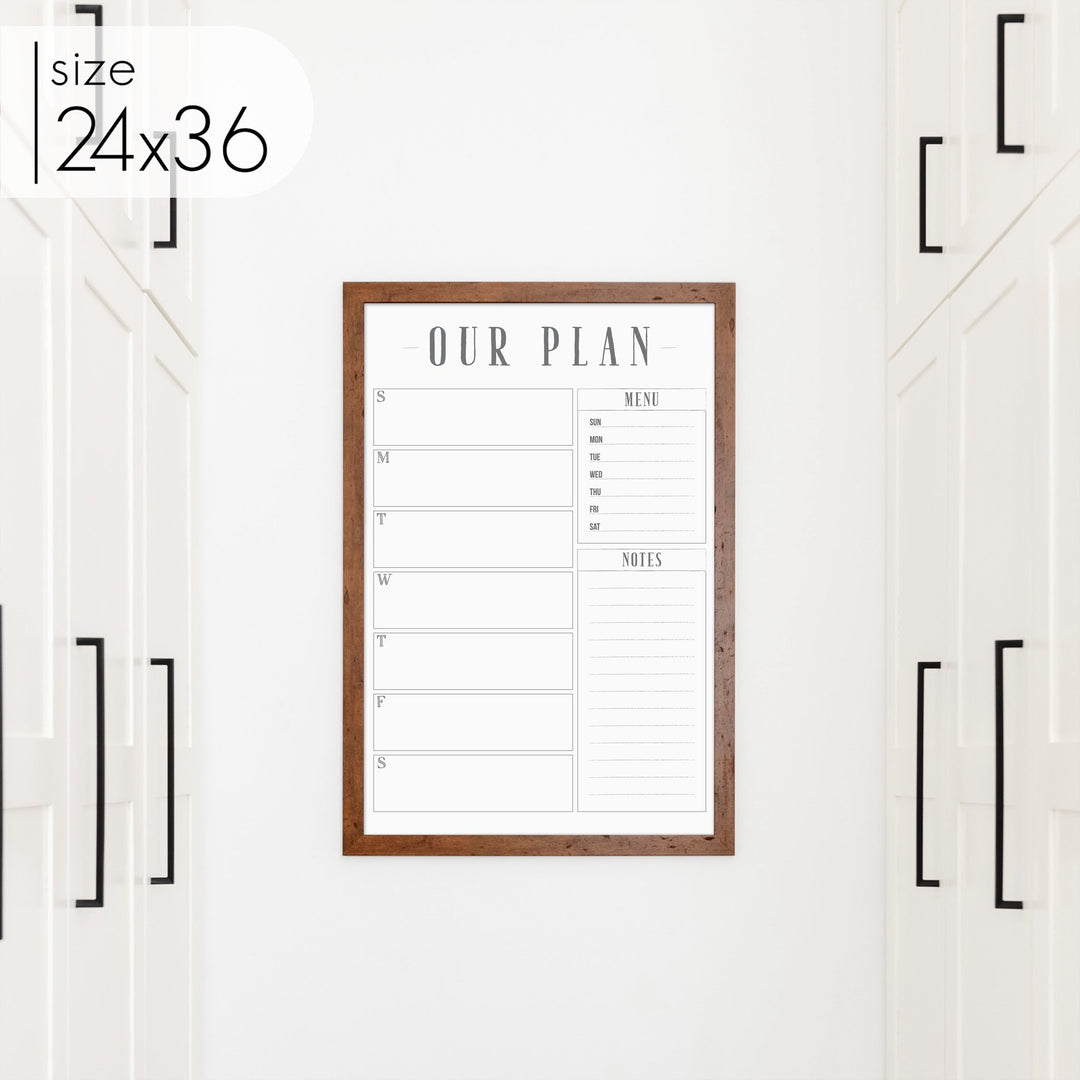 Weekly Framed Whiteboard Calendar + 2 sections | Vertical Swanson