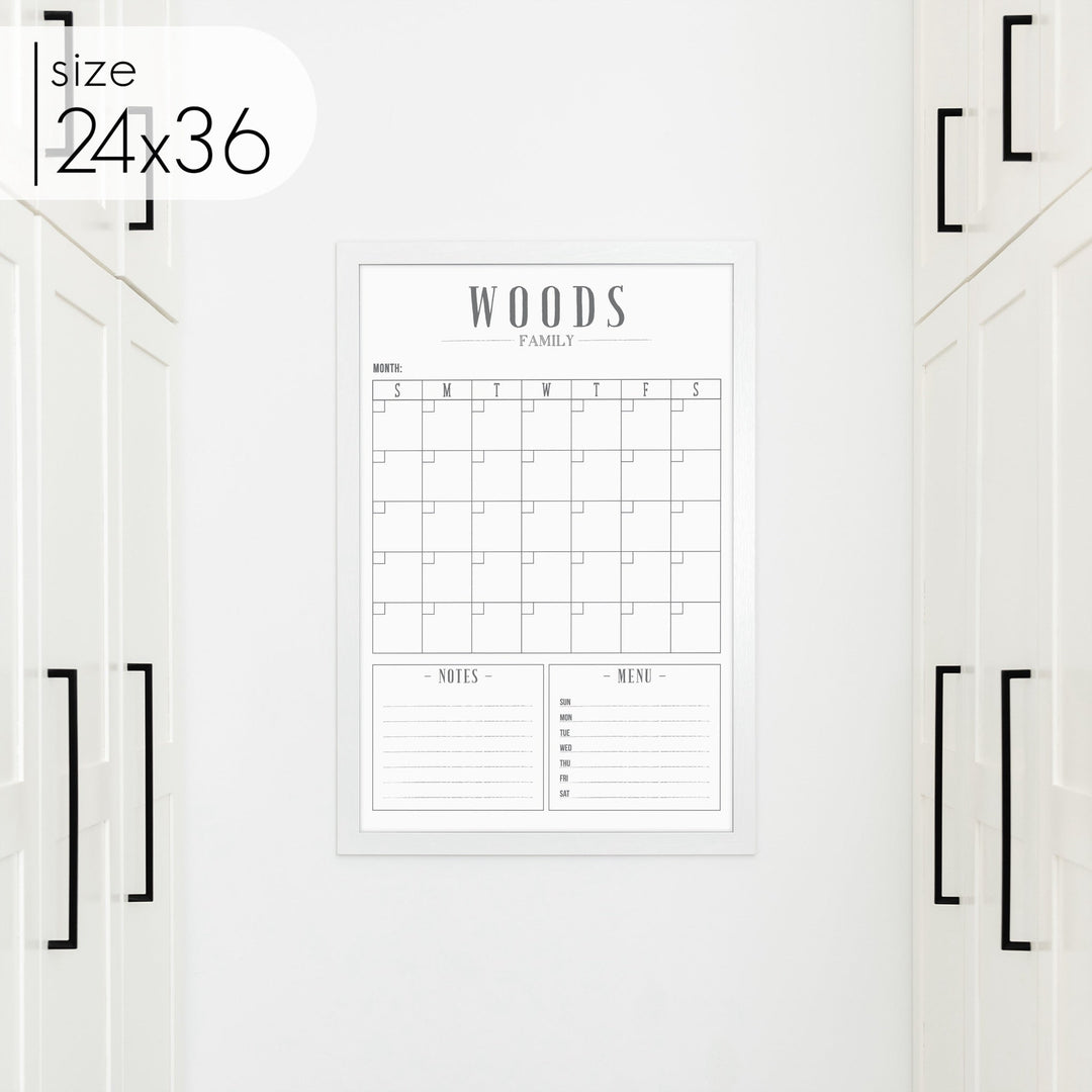 Monthly Framed Whiteboard Calendar + 2 sections | Vertical Swanson