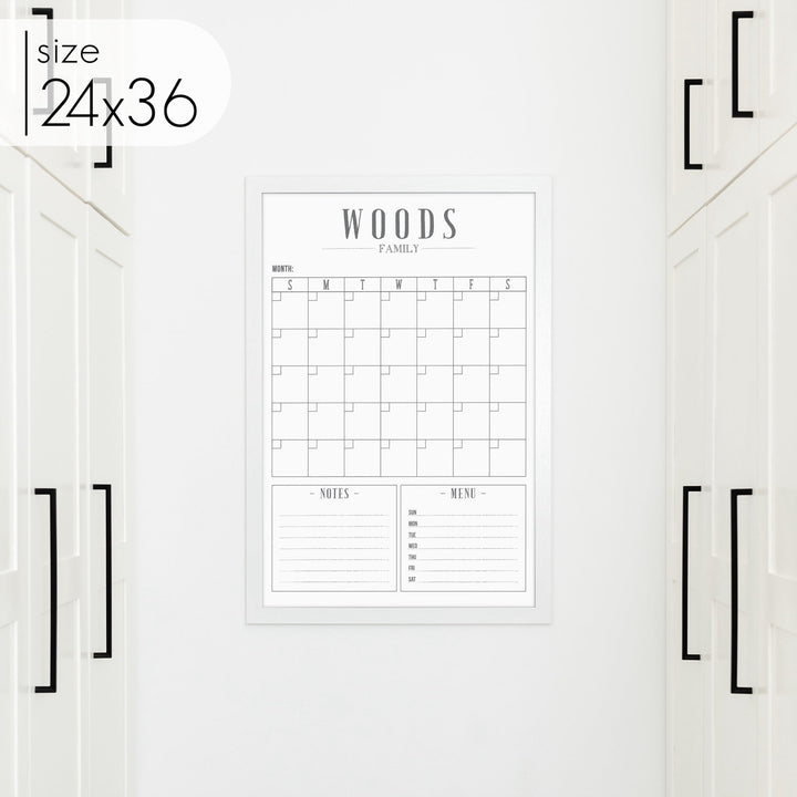 Monthly Framed Whiteboard Calendar + 2 sections | Vertical Swanson