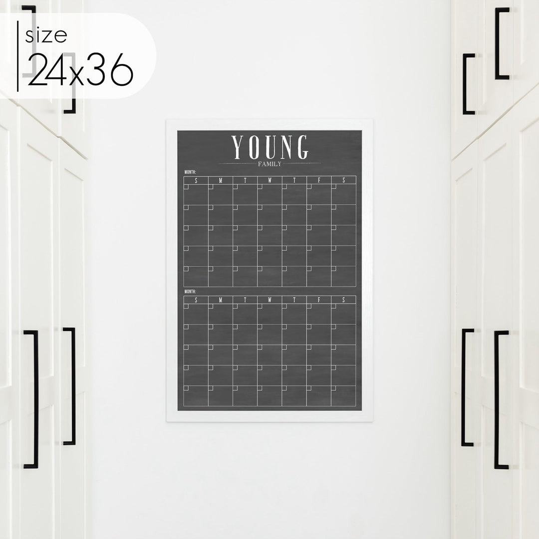2 Month Framed Chalkboard Calendar | Vertical Swanson