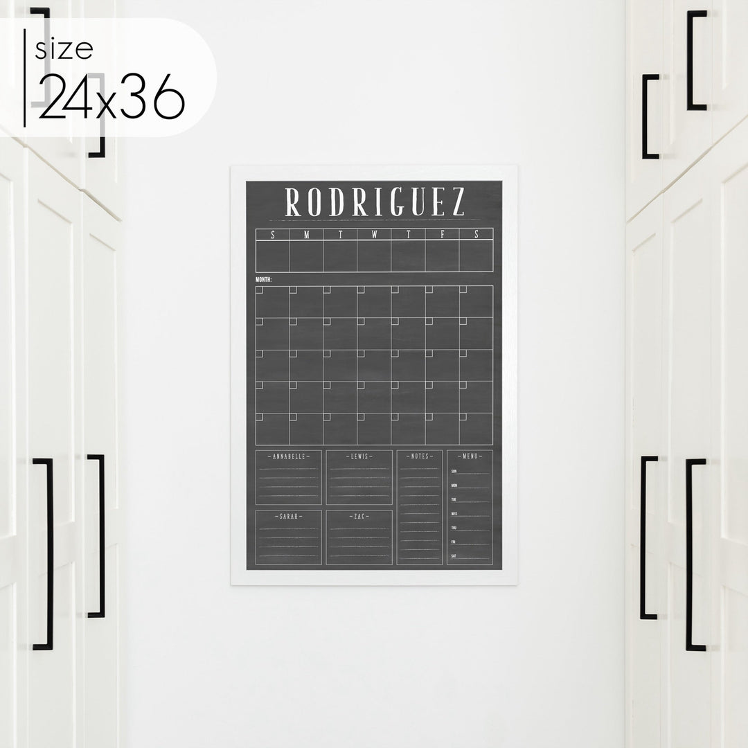 Week & Month Combo Framed Chalkboard + 6 sections | Vertical Swanson