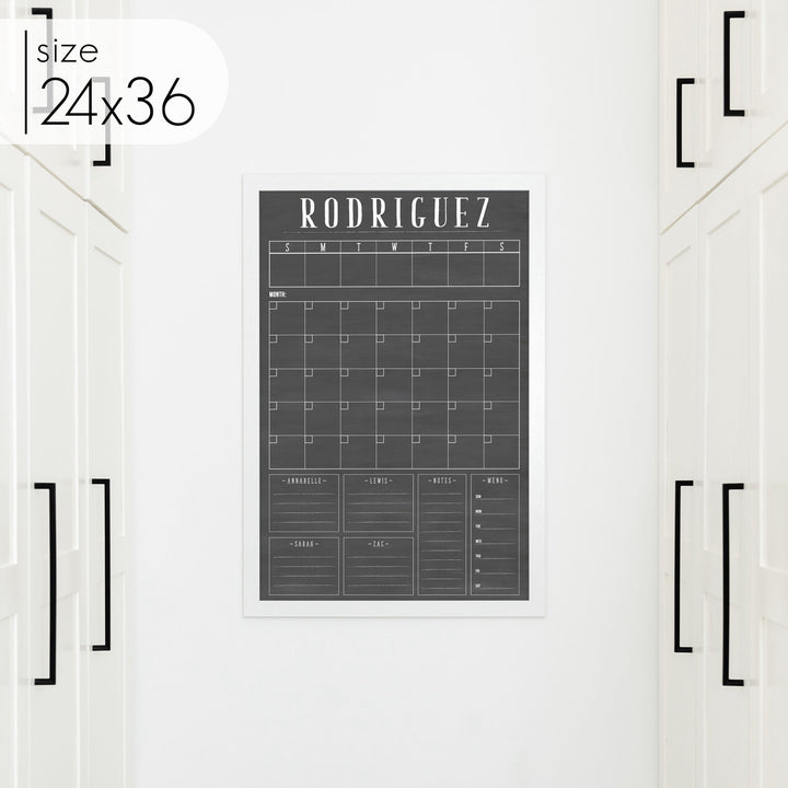Week & Month Combo Framed Chalkboard + 6 sections | Vertical Swanson
