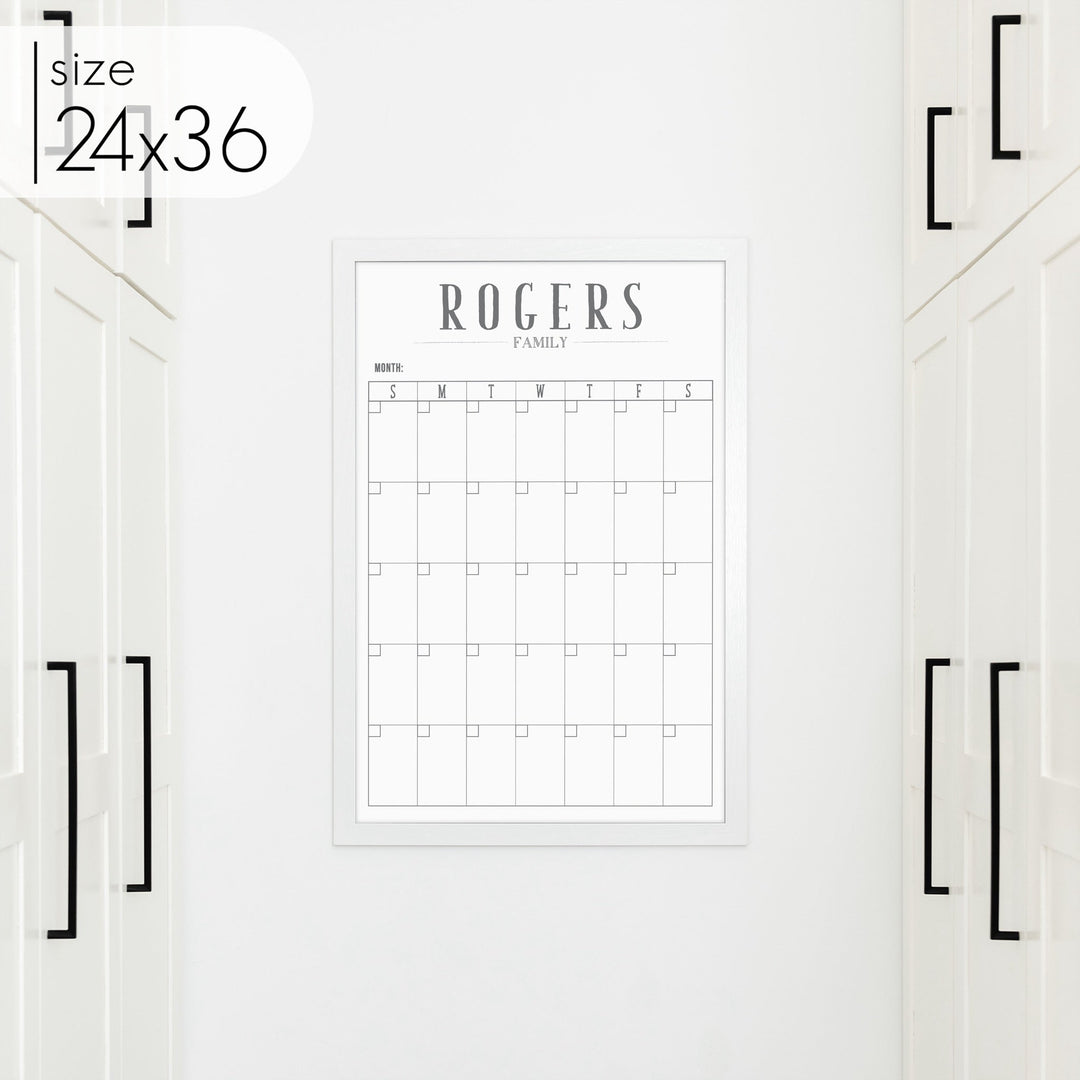 Monthly Framed Whiteboard Calendar | Vertical Swanson