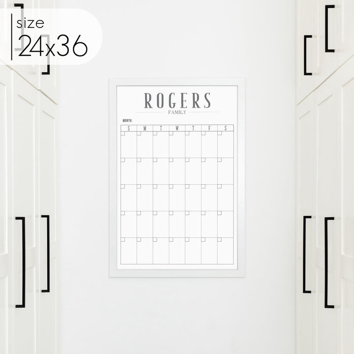 Monthly Framed Whiteboard Calendar | Vertical Swanson