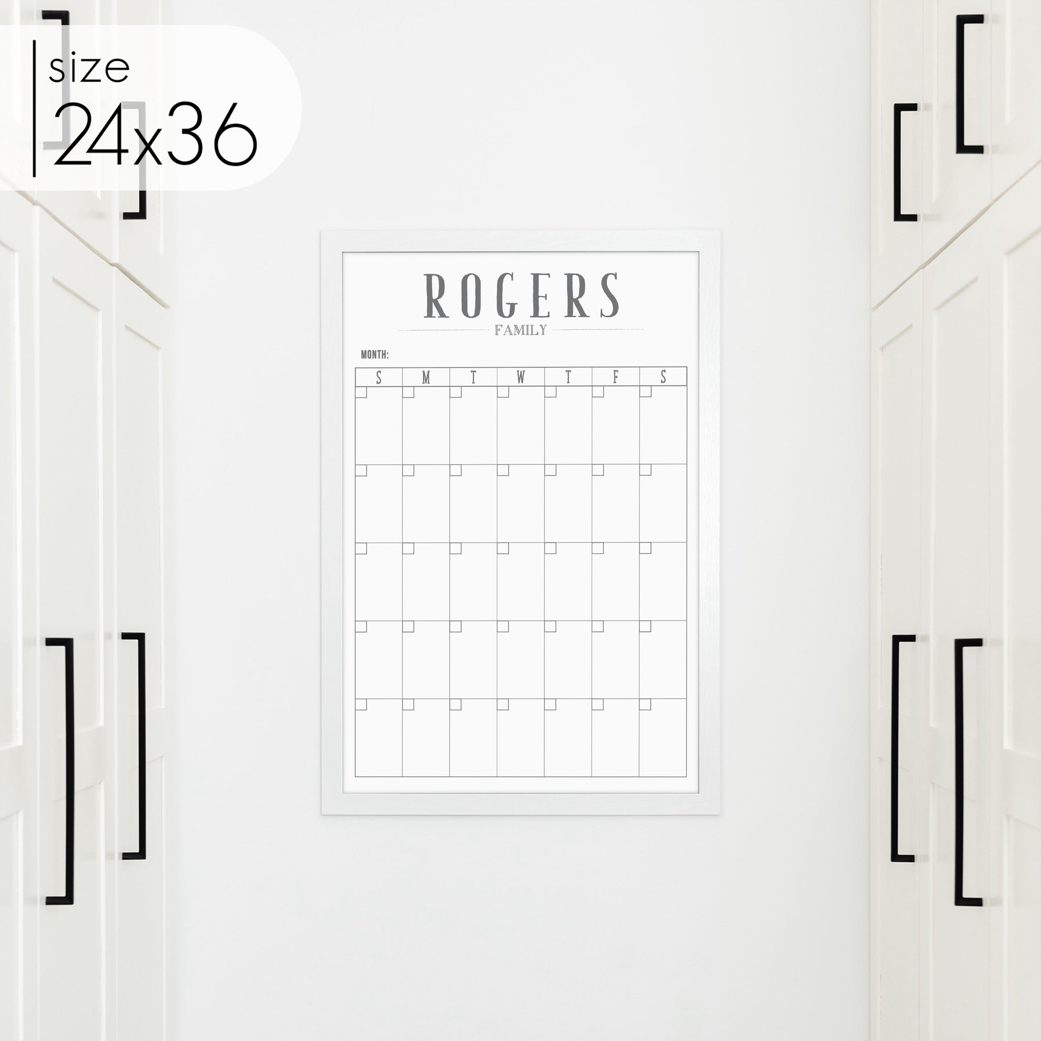 Monthly Framed Whiteboard Calendar | Vertical Swanson