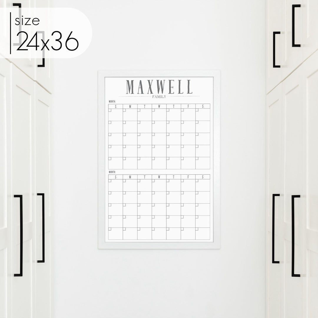 2 Month Framed Whiteboard Calendar | Vertical Swanson