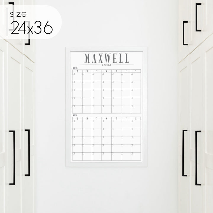2 Month Framed Whiteboard Calendar | Vertical Swanson