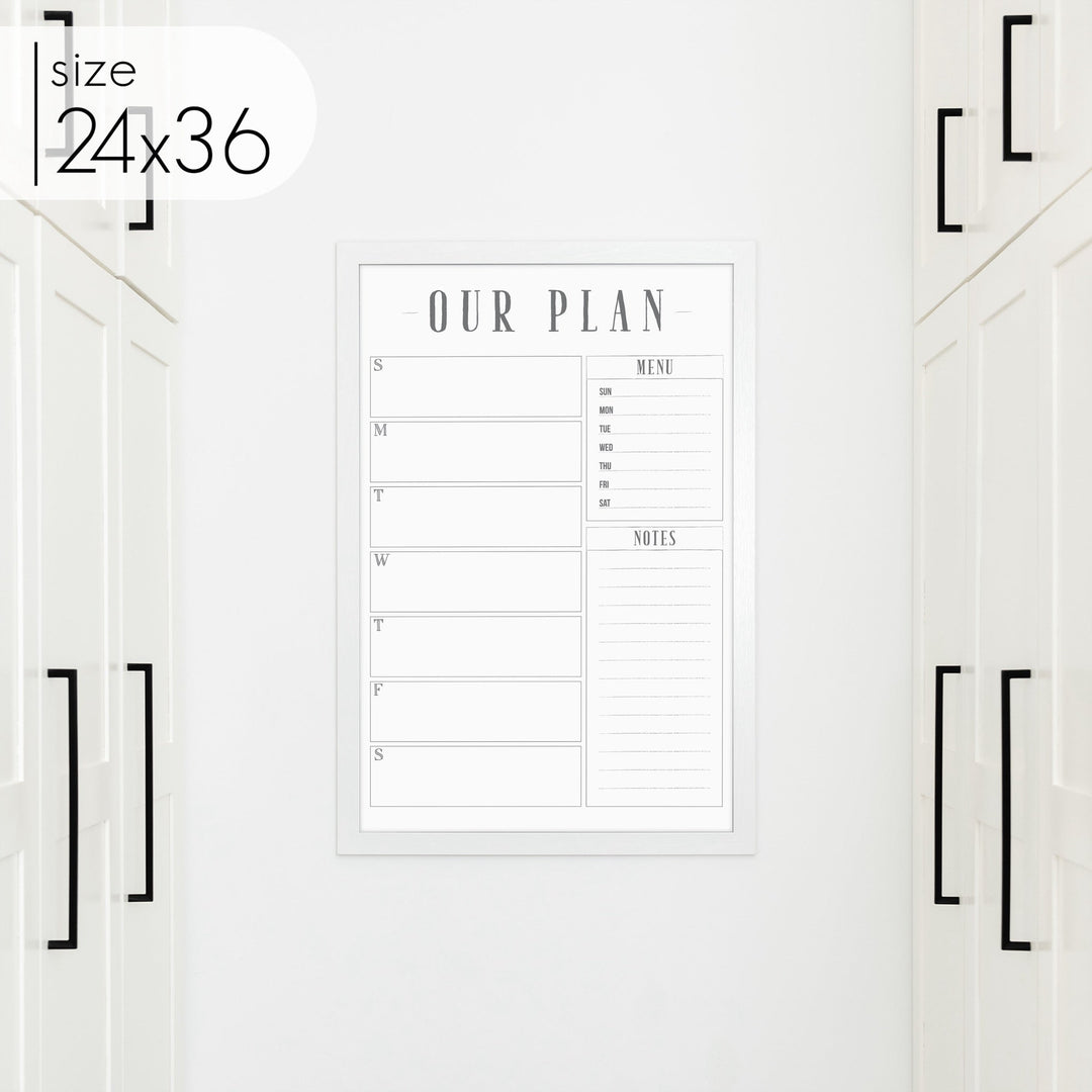 Weekly Framed Whiteboard Calendar + 2 sections | Vertical Swanson