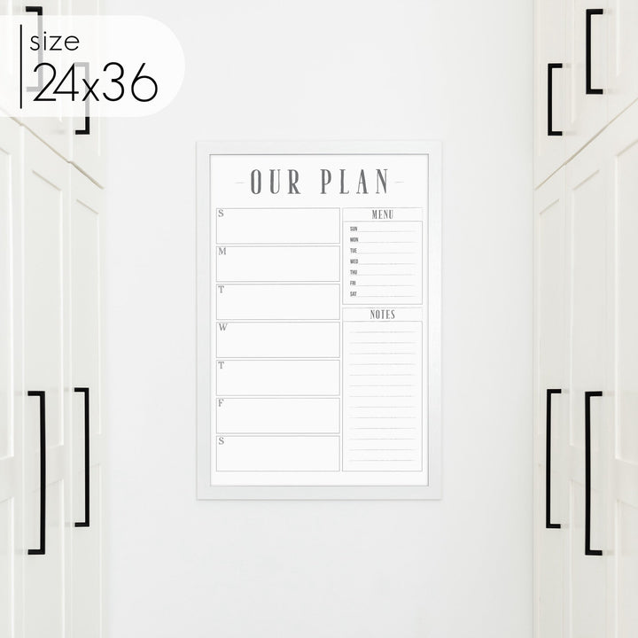 Weekly Framed Whiteboard Calendar + 2 sections | Vertical Swanson