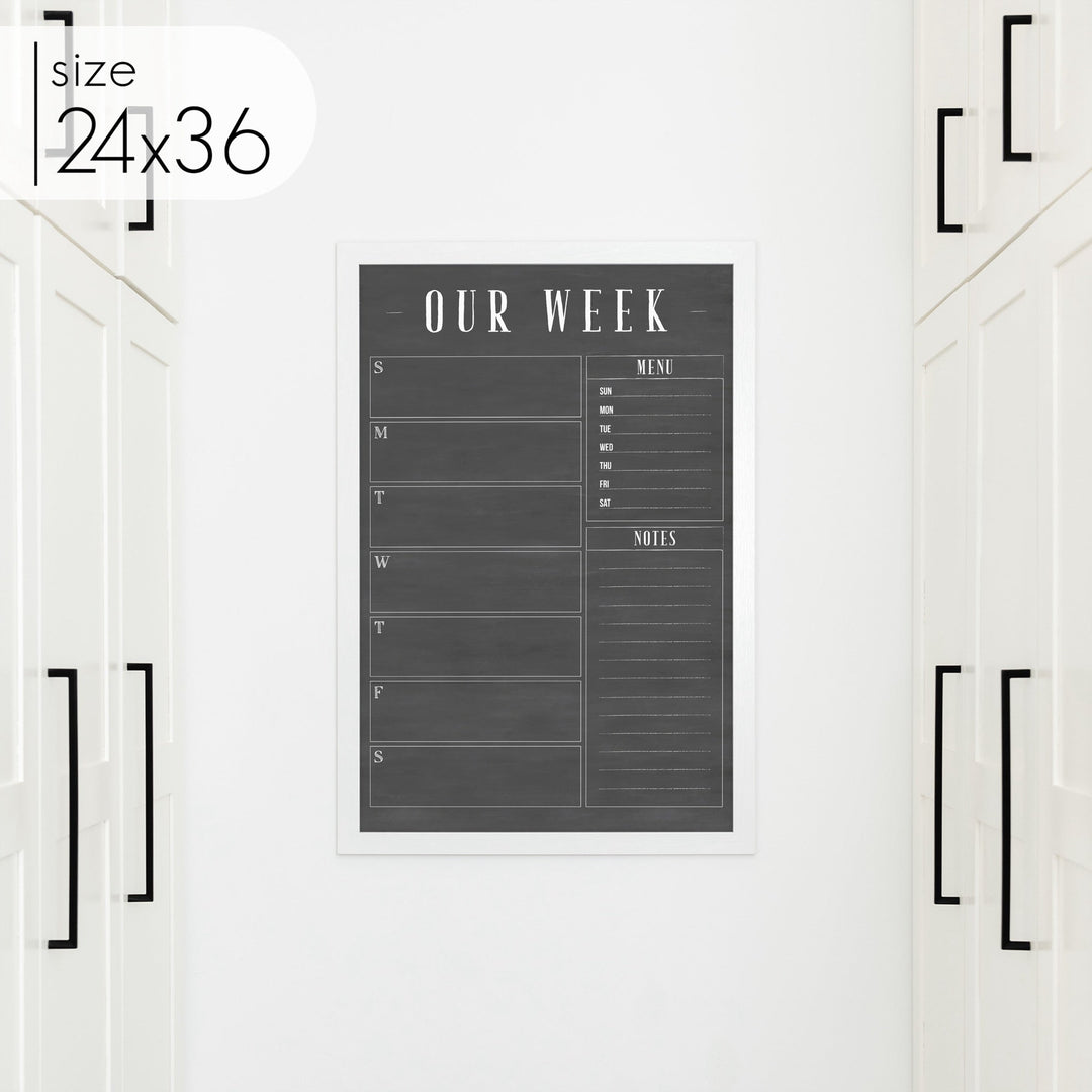 Weekly Framed Chalkboard Calendar + 2 sections | Vertical Swanson