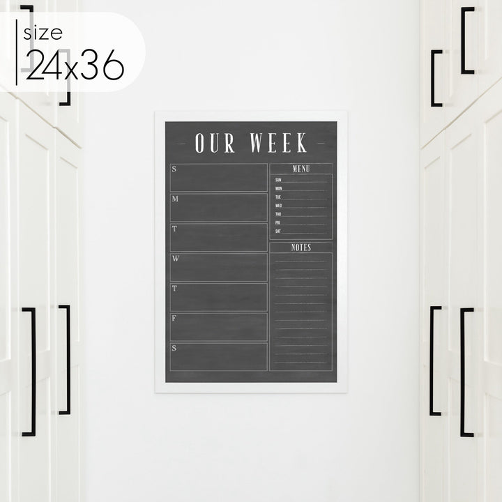 Weekly Framed Chalkboard Calendar + 2 sections | Vertical Swanson