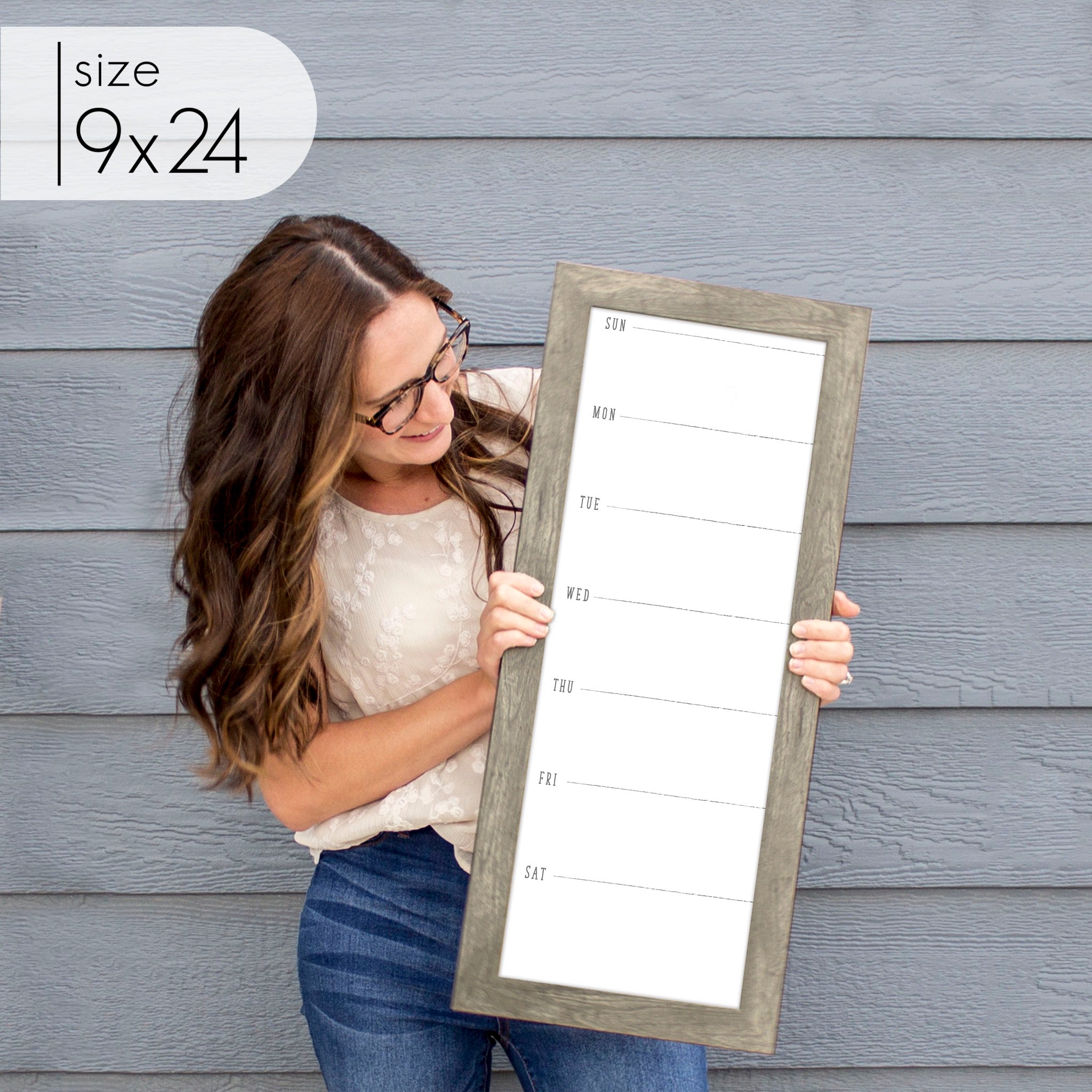 Slim Weekly Framed Whiteboard | Vertical Multi-style