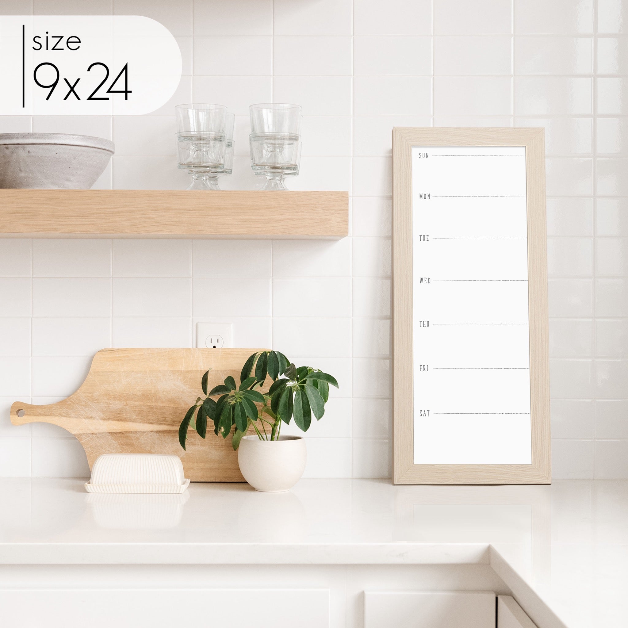 Slim Weekly Framed Whiteboard | Vertical Multi-style