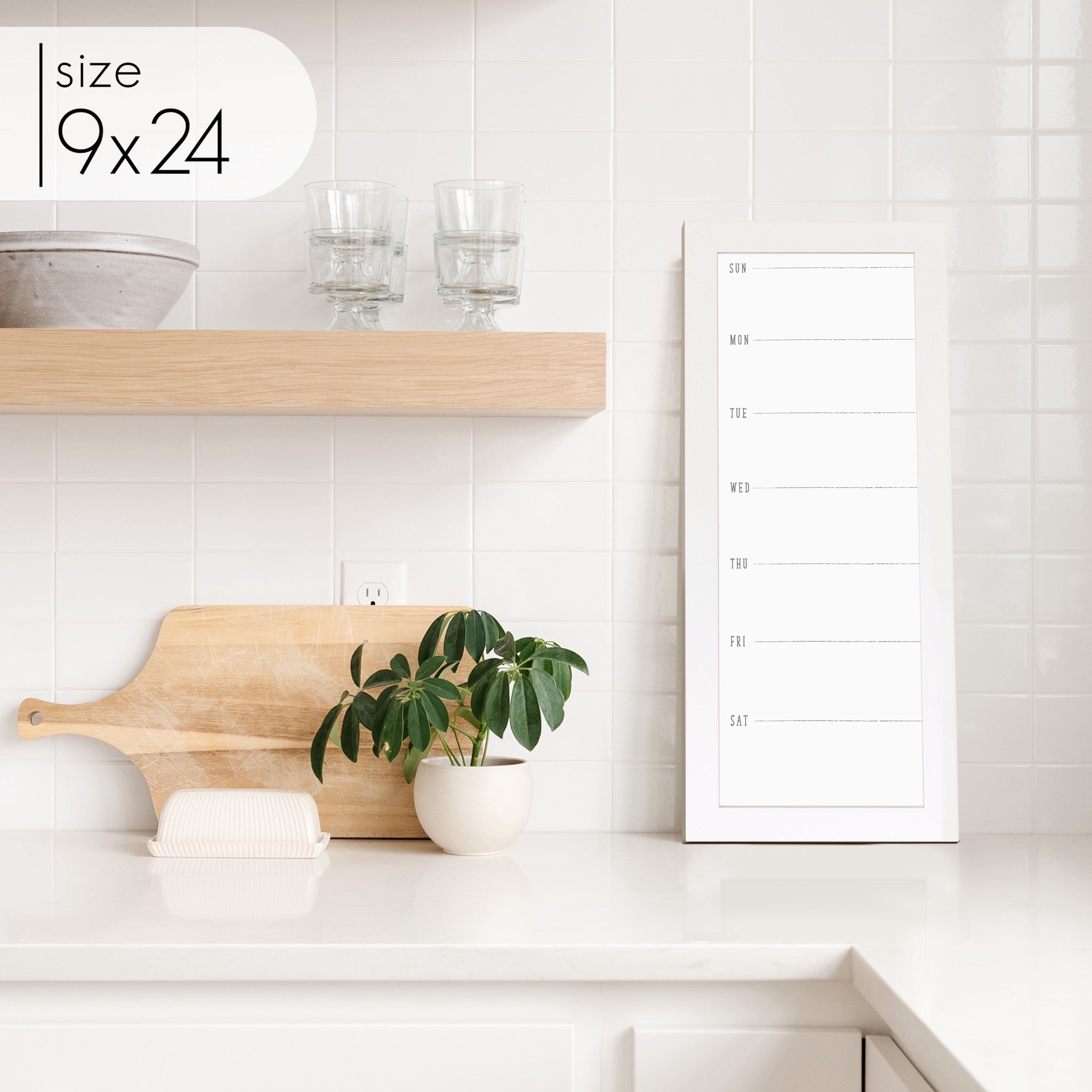Slim Weekly Framed Whiteboard | Vertical Multi-style